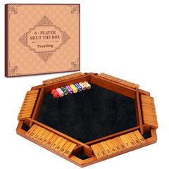 TooyBing Shut The Box box with natural wood finish for family game night