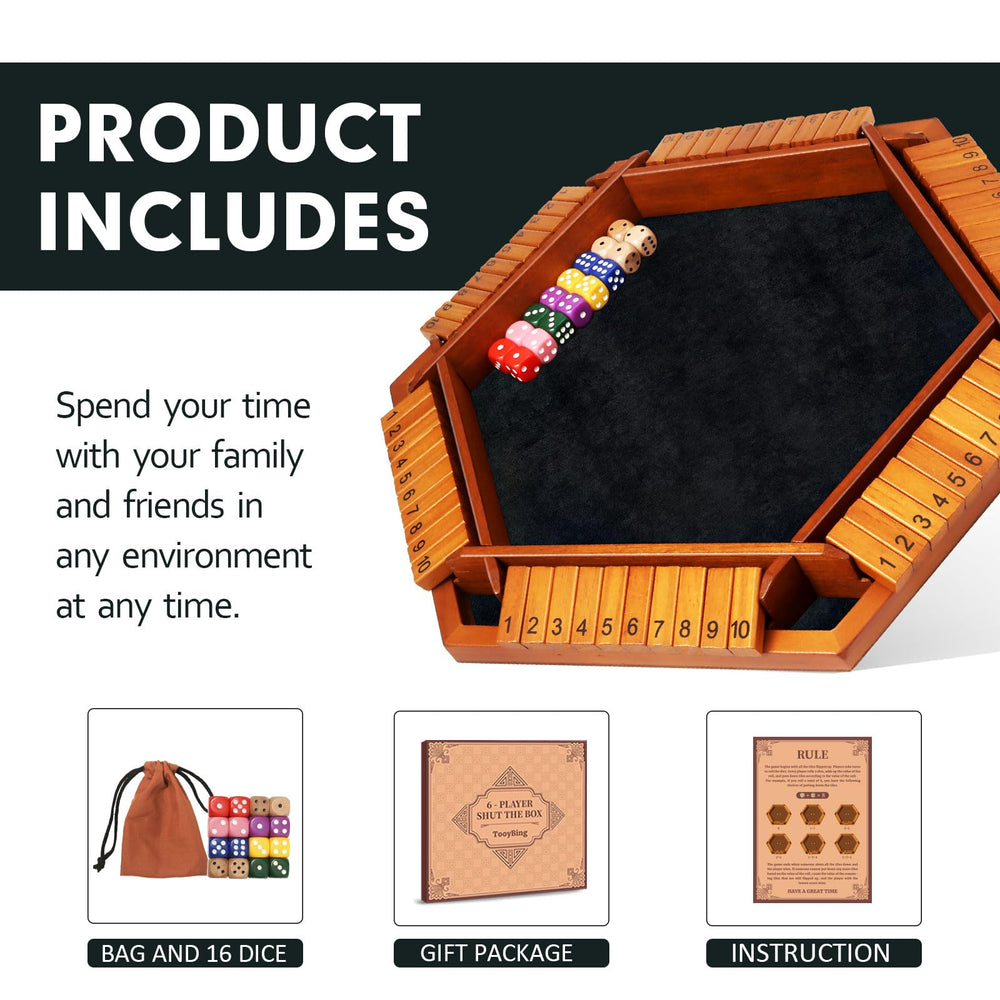 TooyBing Shut The Box includes 16 dice for lively, strategic play