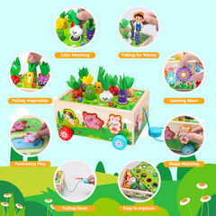 Tooysea wooden farm animals set for imaginative play and animal identification