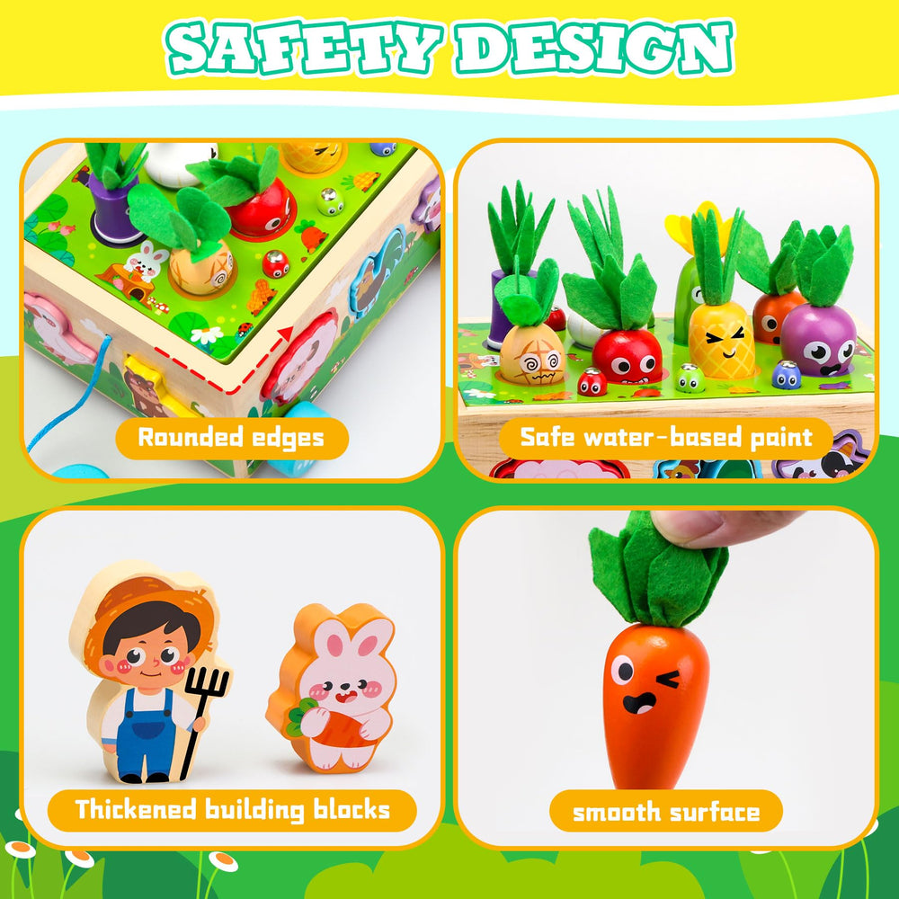Tooysea wooden worms set for pulling, promoting fine motor skills