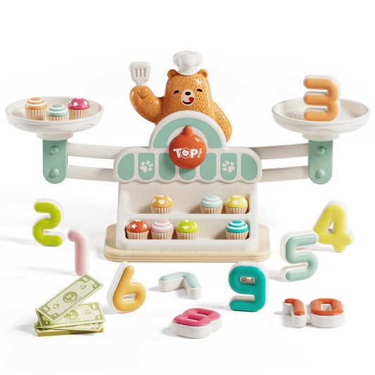 TOP BRIGHT Balance Math Game bear-scale for counting and balance practice.