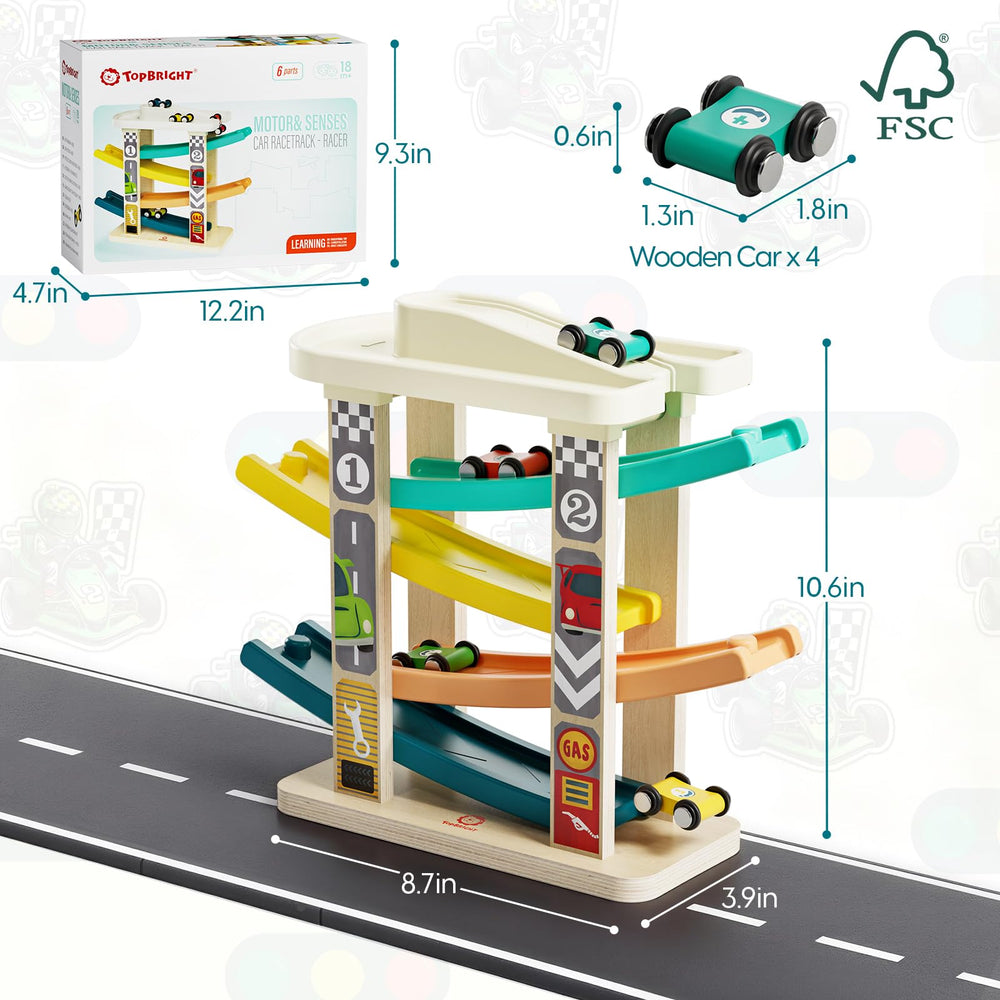 Top Bright mini cars and ramps enable imaginative play.