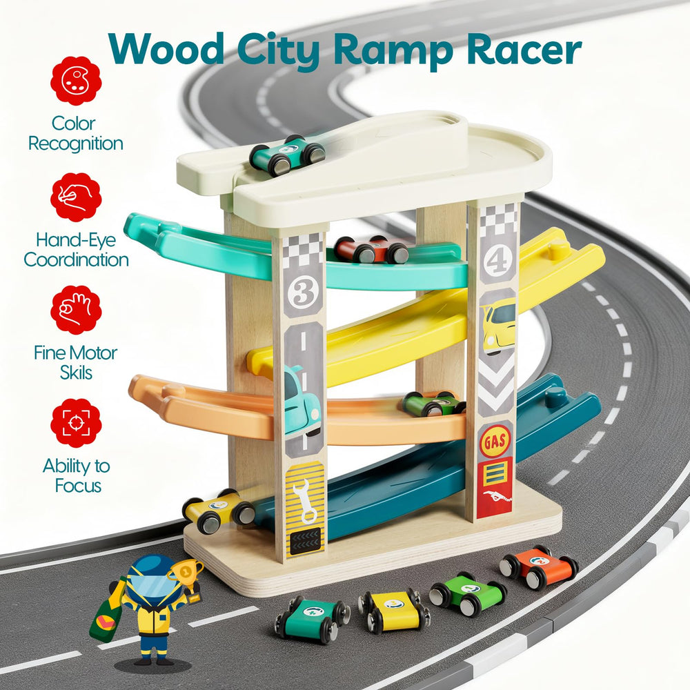 Top Bright cars show numbers and colors to support early learning.