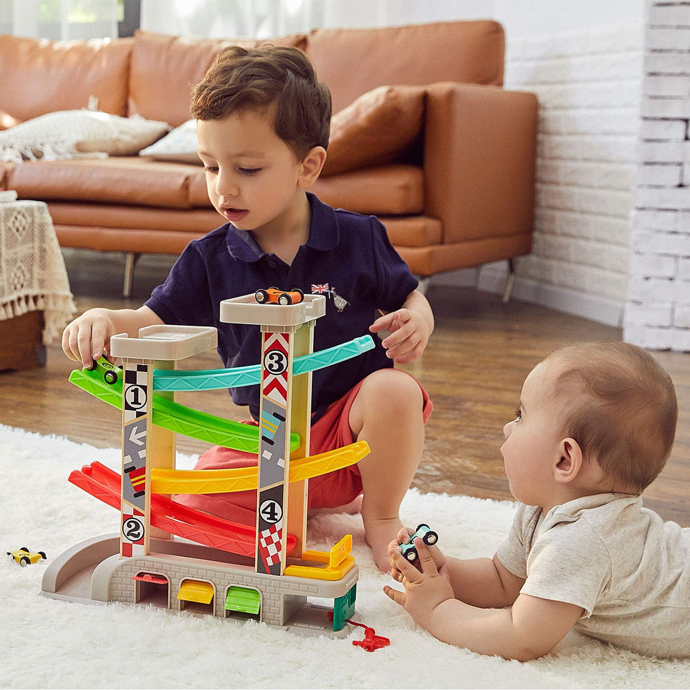 TOP BRIGHT rainbow track provides smooth slides for tracking skill development.