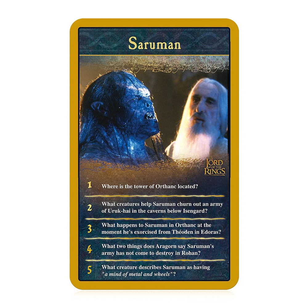 Top Trumps Lord of the Rings Quiz Game location cards guiding players through Middle-earth