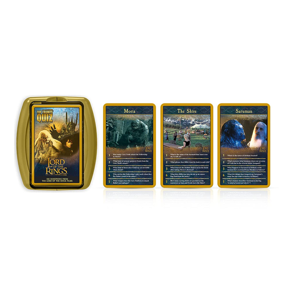 Top Trumps Lord of the Rings Quiz Game statue and River Anduin image prompting memory checks