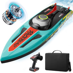 TOPCHOIC RC Boat speeding at 40MPH for thrilling high-speed runs.
