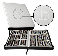 TopDeck 500 Card Ringless Zip Binder Pro front view showcases premium white leather finish