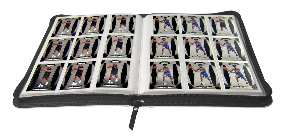 TopDeck 500 Card Ringless Zip Binder Pro white leather cover close-up