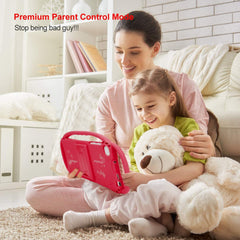 TOPELOTEK kids tablet with parental controls screen highlights safe browsing for families.