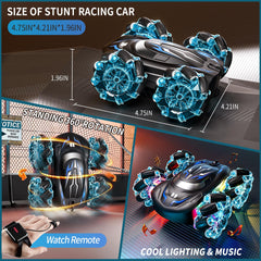 TOPMVP 2.4GHz RC Stunt Car blue lights and music for enhanced night play
