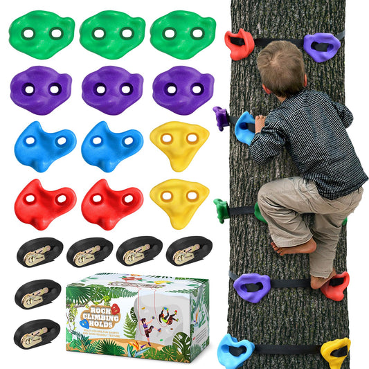 TOPNEW 12 ninja tree climbing holds with textured grips for reliable outdoor climbing.