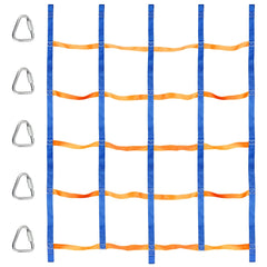 Topnew climbing net outdoors in blue and orange for active, engaging play.