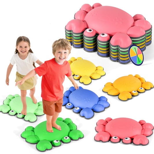 TOPNEW Crab Balance Stones 6pcs in pastel colors for coordinated play indoors and out