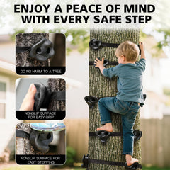 TOPNEW tool-free installation demonstrates wrapping holds around a tree without tools.