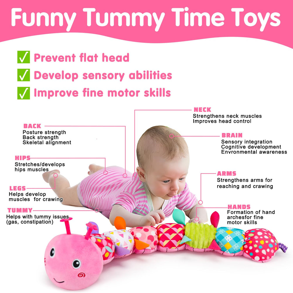 Topsochir caterpillar musical button demonstrates gentle sounds to calm baby.