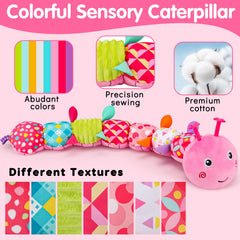 Topsochir caterpillar rattle present invites baby to grasp and shake for coordination.