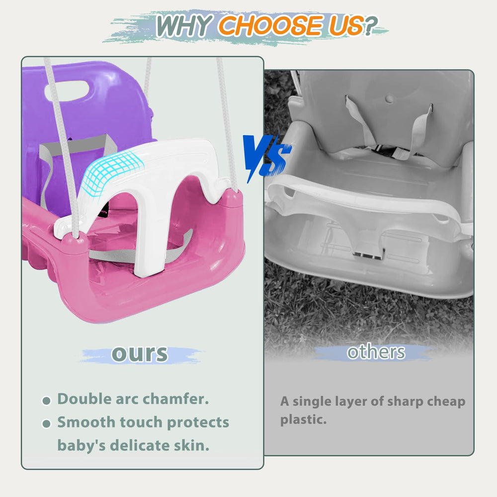 TOREVSIOR swing includes a secure safety belt for added peace of mind.