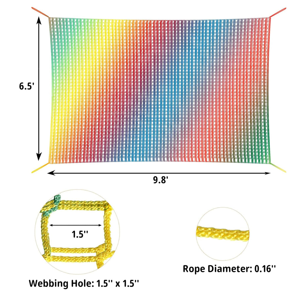 Toriexon climbing net double layer highlights enhanced safety for active children.