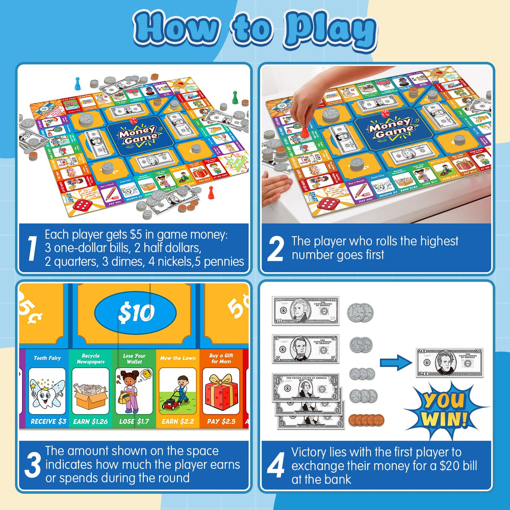 Torlam Money colorful pawns on the track support turn-taking and cooperative play.
