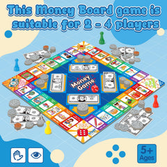 Torlam Money play coins spread across the board for counting and value recognition.