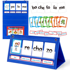 Torlam pocket chart for kids showing word-building with picture cards