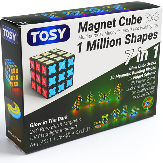 TOSY Magnet Cube 3x3 puzzle assembly showing magnetic flexibility for brain-teasing fun