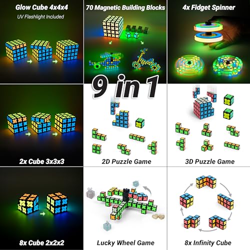 TOSY Magnet Cube 4x4 blocks open view showcases 70 magnetic building pieces