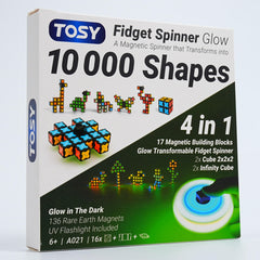 TOSY Magnet Spinner Glow blocks glow for immersive sensory play and focus.