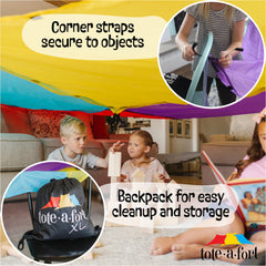 TOTE A FORT color options brighten playtime with vibrant fort designs.