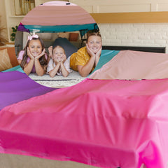 TOTE A FORT blanket panel coverage expands space for creative play.