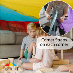 Tote a Fort portable kit enables fort-building anywhere, indoors or outdoors.