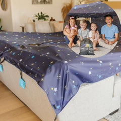 TOTE•A•FORT blanket panels connect easily with Velcro for quick fort setup.