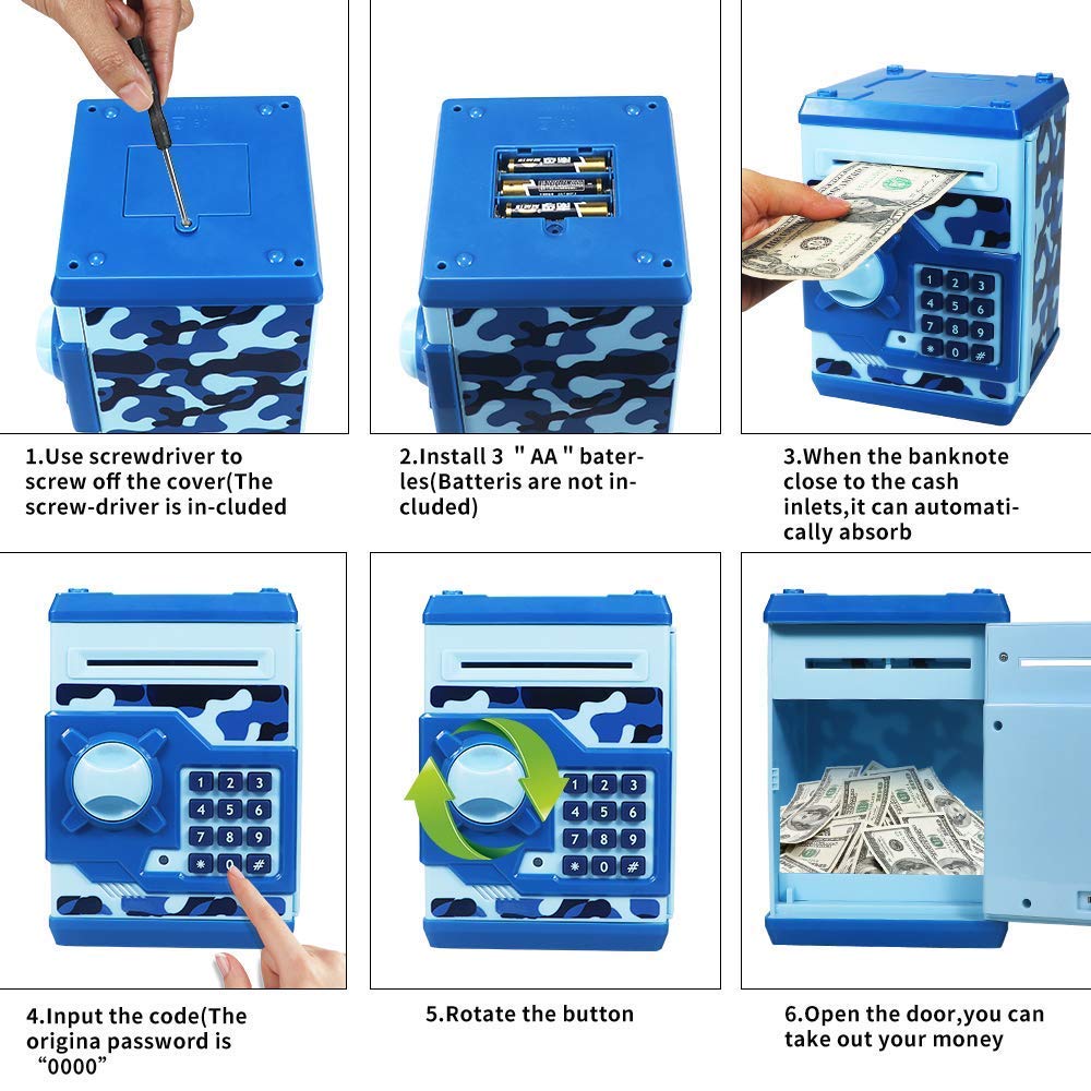 Totola Piggy Bank password protection panel highlighting security for kids.