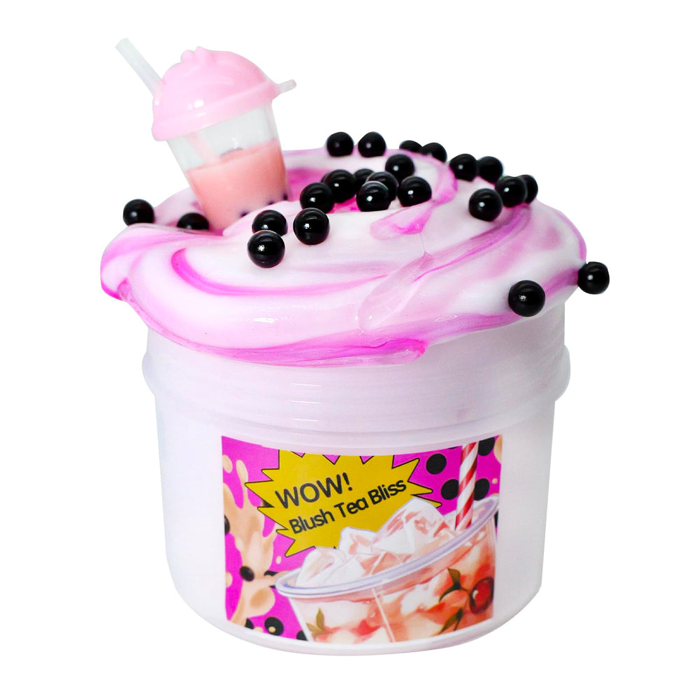 Tototang pink bubble tea slime 7oz with glossy texture for ASMR play.