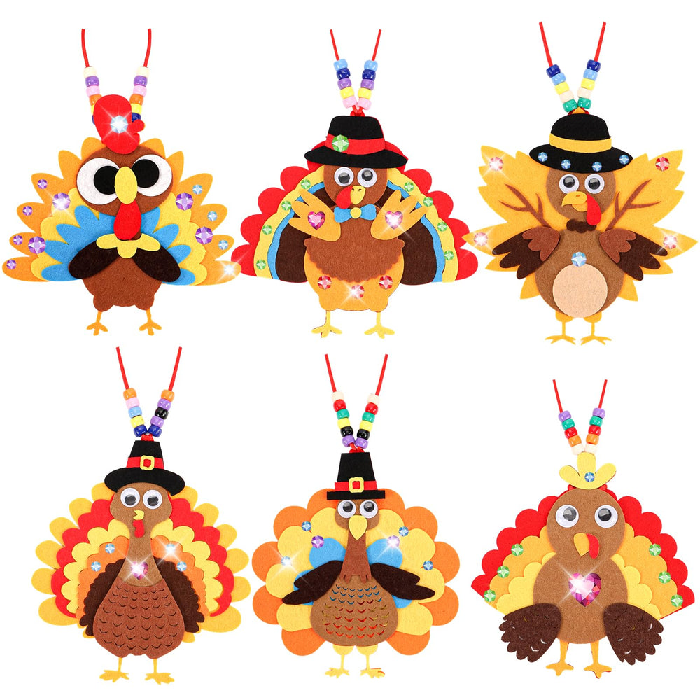 Totstio Thanksgiving turkey necklace kit front view for easy classroom crafting.