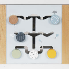 Touch Us wooden activity cube sliding track builds hand-eye coordination.