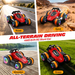 Toupus durable ABS shell protects the red RC car during crashes.