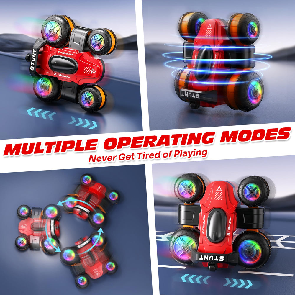 Toupus led lights on the stunt car create dazzling nighttime play.