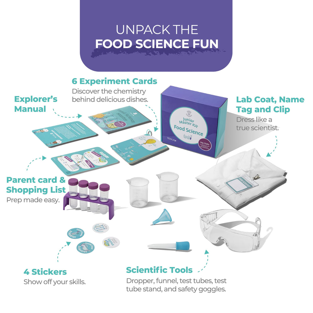 Tovla Jr. kid-safe goggles and lab tools invite independent at-home exploration.