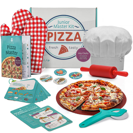 TOVLA JR kid-sized tools enable safe, hands-on pizza making.