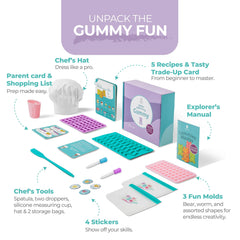Tovla Jr Ultimate Gummy-Making Kit assorted shapes molds for customizable treats.