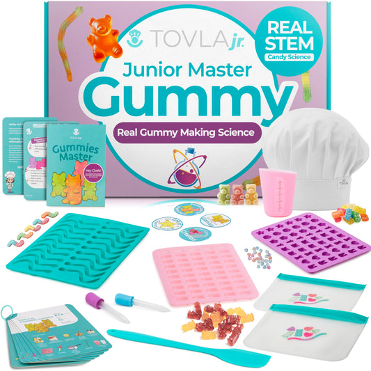 Tovla Jr Ultimate Gummy-Making Kit bear molds for kid-friendly candy creation at home.