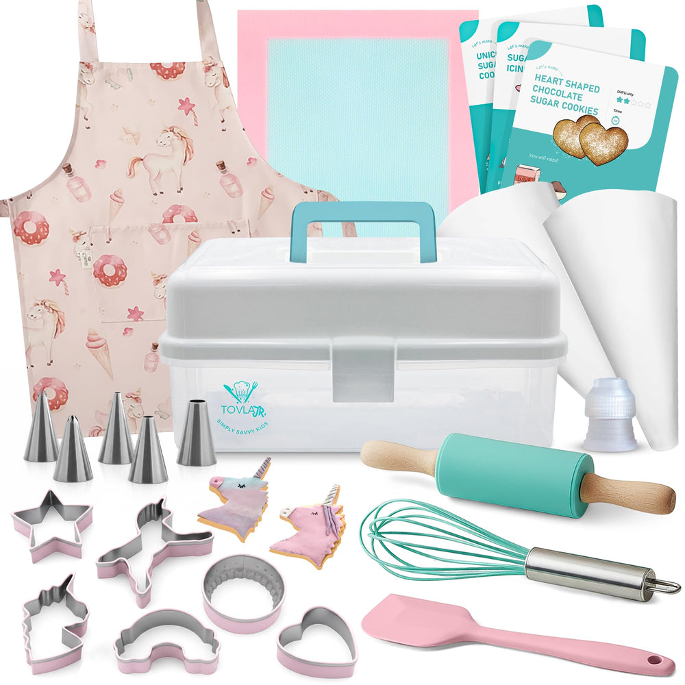 Tovla Jr unicorn-apron and tools for kids, keeps clothes clean during baking fun