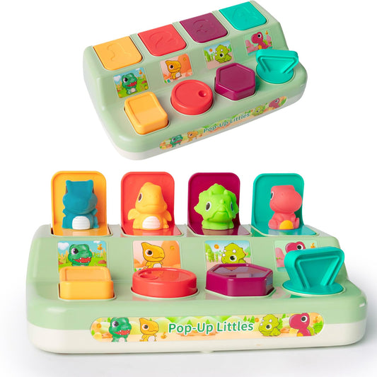 Tovol Zerky pop-up dinosaur toy setup fosters toddler fine motor exploration and focus