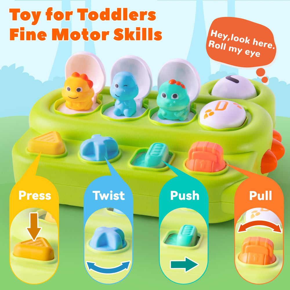 Tovol Zerky rotating eye feature captures toddler attention during play.