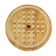 Toys of Wood Oxford Tow solitaire pegs close-up with smooth wooden marbles.