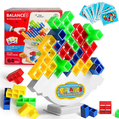 Towingo 64pcs Tetra Tower Game set with vibrant blocks for family play