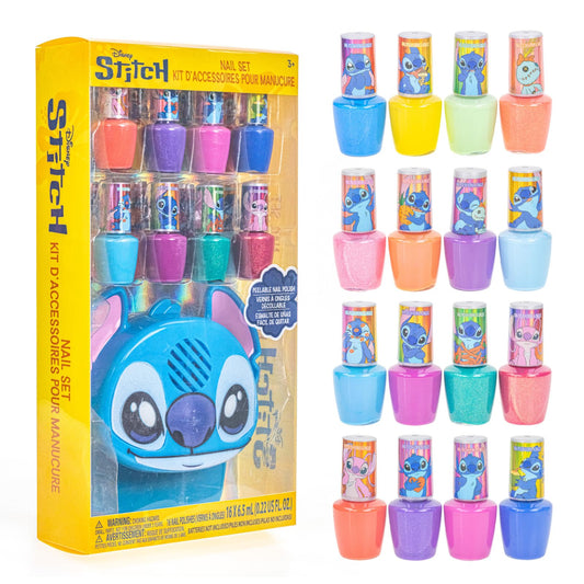 Townley Girl Stitch 16-piece nail polish set with vibrant, kid-safe colors for creative play