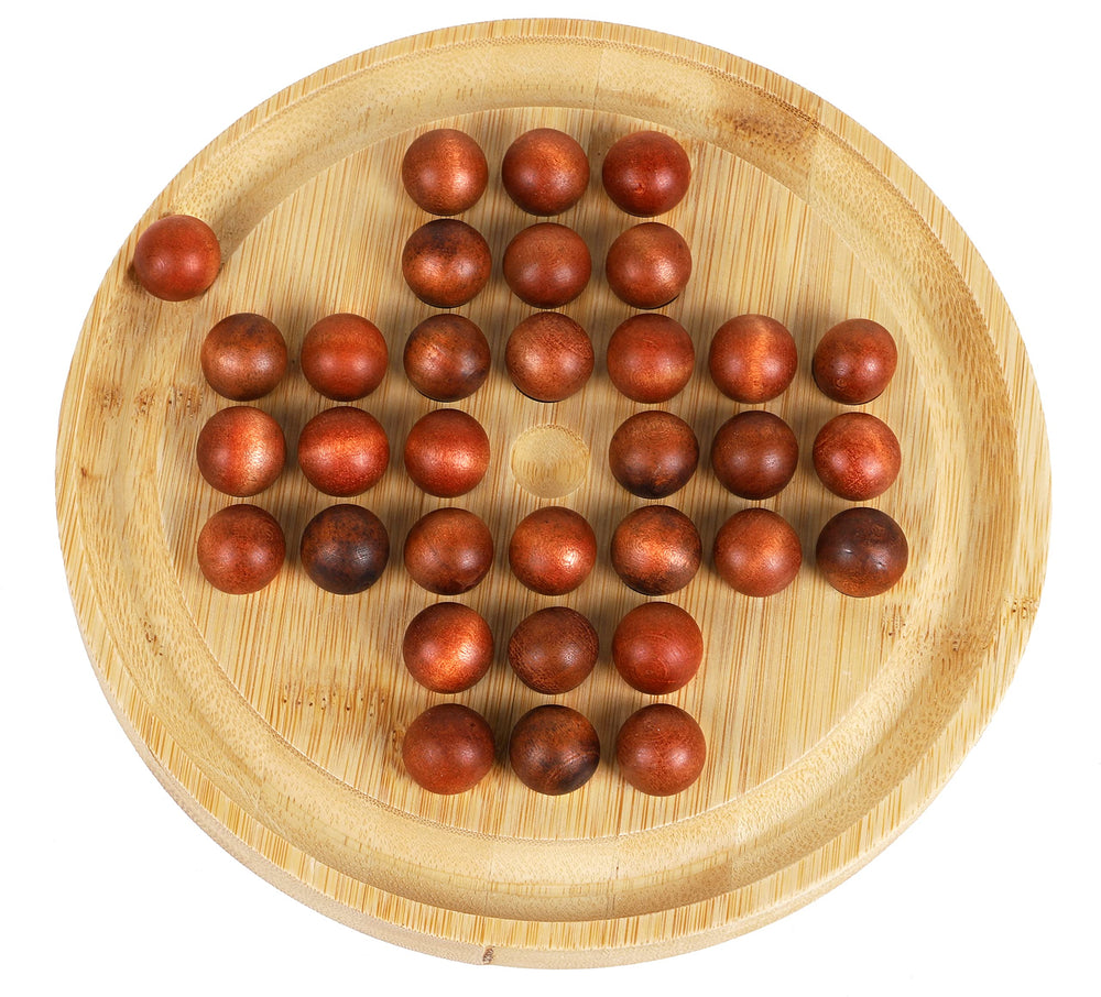 TOWO wooden solitaire round board for solo play and strategic thinking